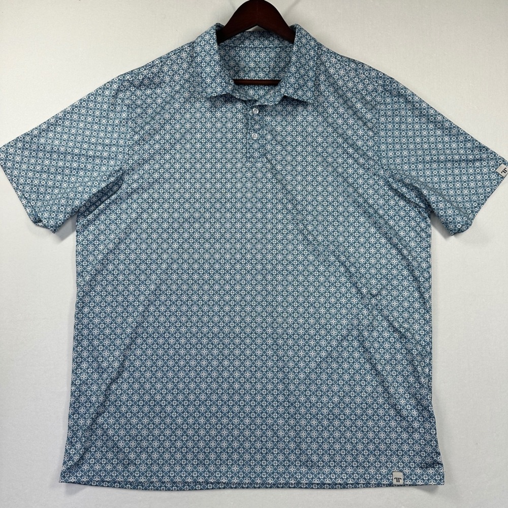 Ferrell The Frank Performance Polo Shirt Mens XL Diamond Blue Golf Aztec Western
